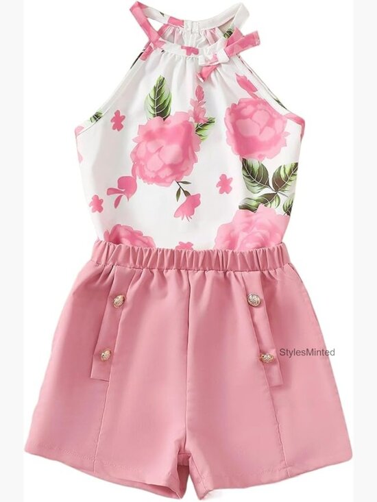 Other - Kids Floral Crop Top & Shorts Set 2 Piece Summer Outfit Size 8-12